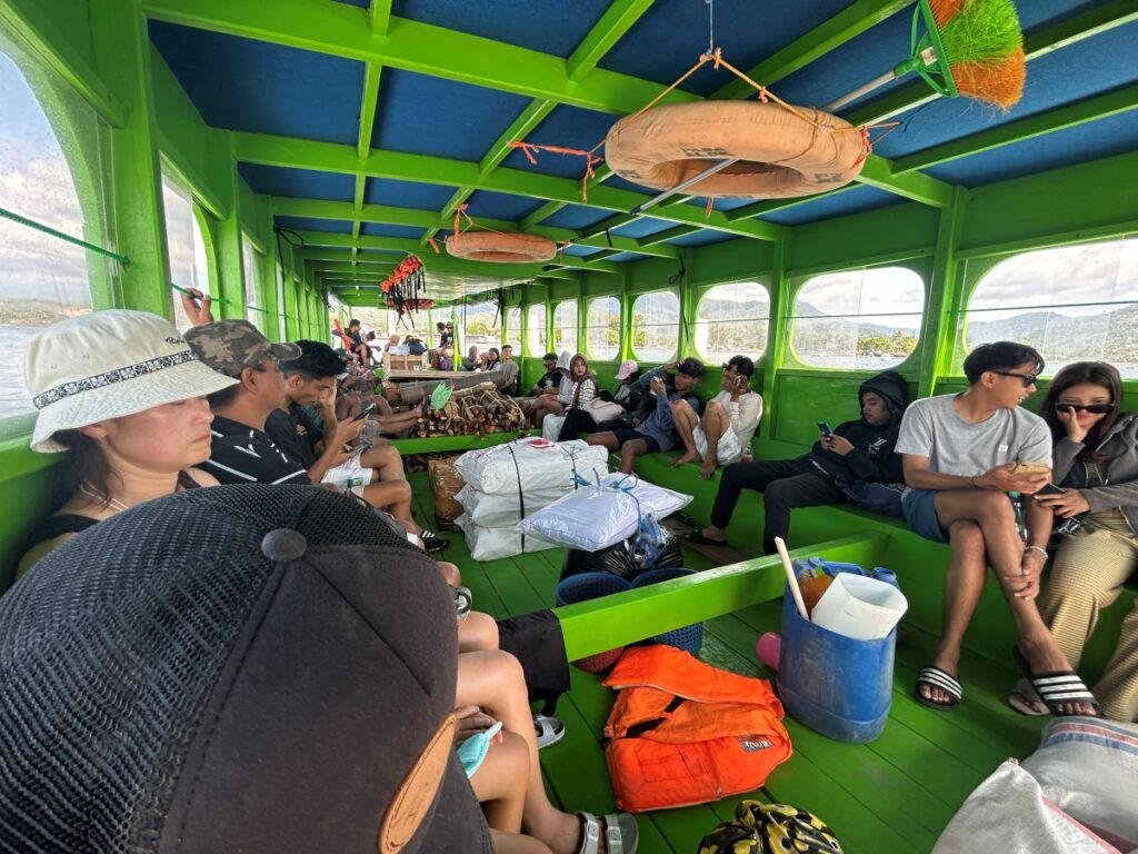 Local Boat Between Gili Trawangan and Lombok (Bangsal) inside