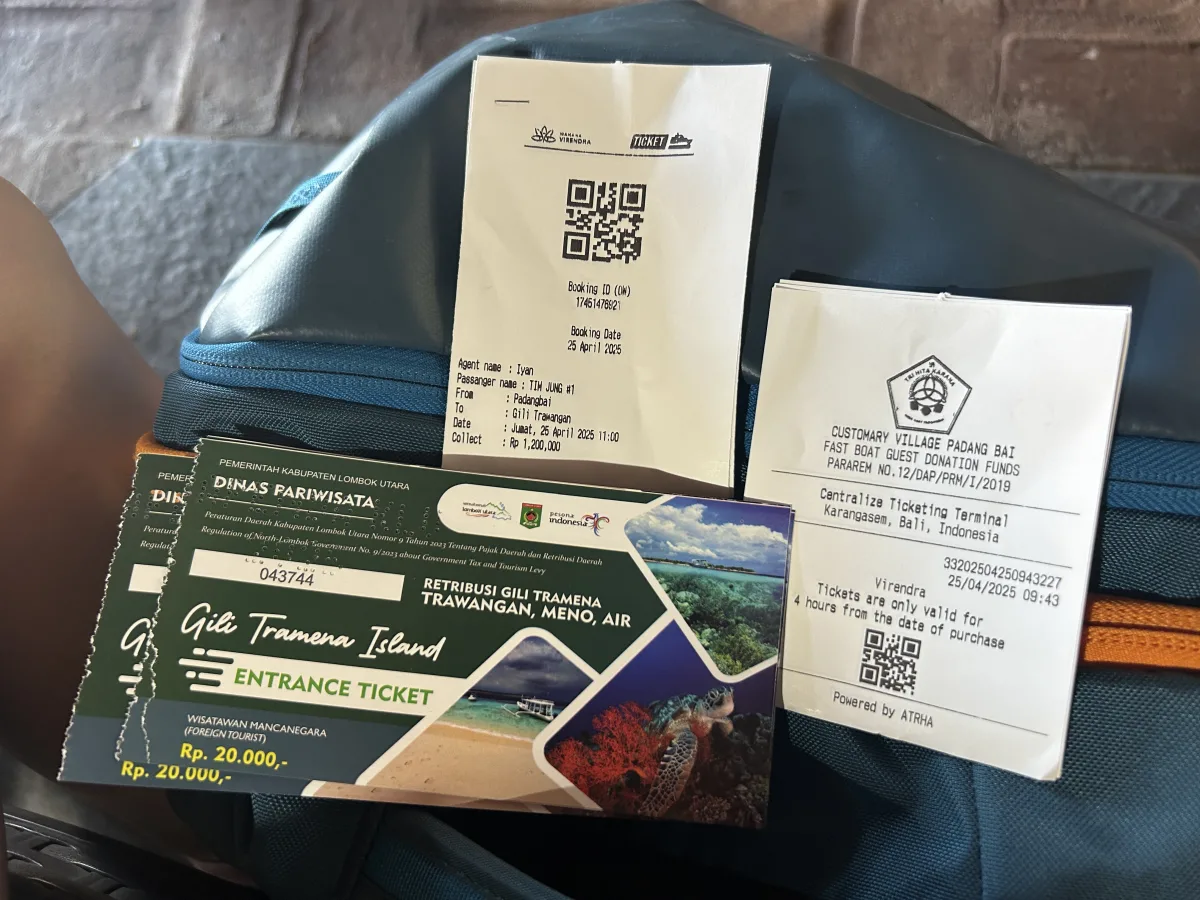 Bali to Gili with Kids harbour tax at Padangbai