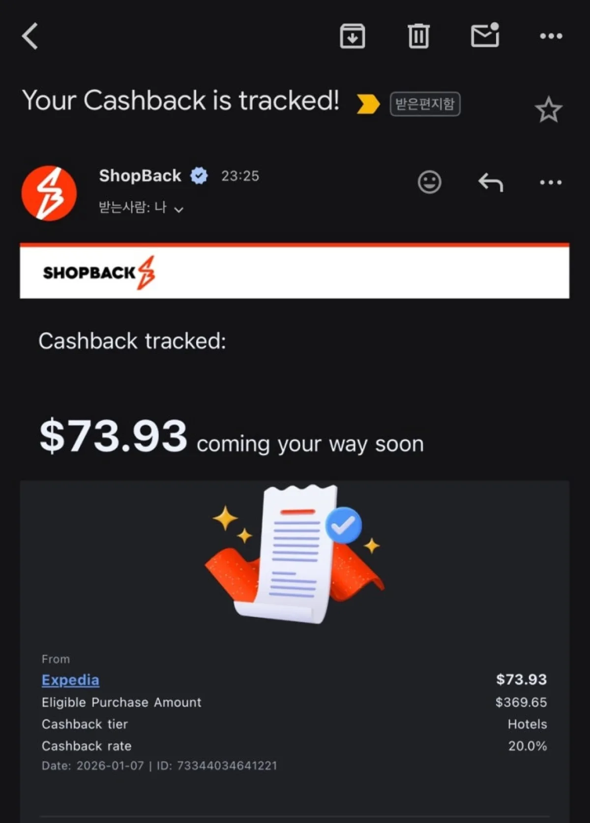 Getting nearly $74 back of hotel booking via shopback