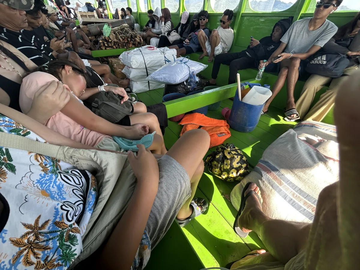 Local Boat Between Gili Trawangan and Lombok (Bangsal) inside