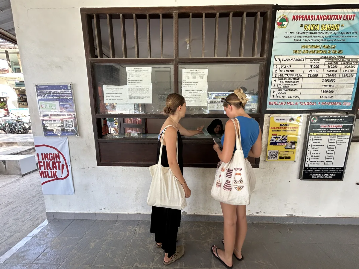 Local Boat Between Gili Trawangan and Lombok (Bangsal) ticket box
