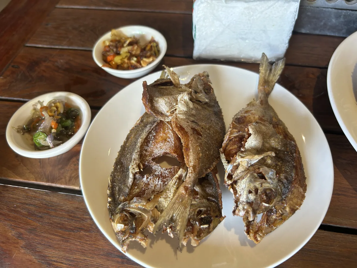 fish dishes are fried to a golden crisp, which is a common local style here in Bali – it adds a nice crunch!