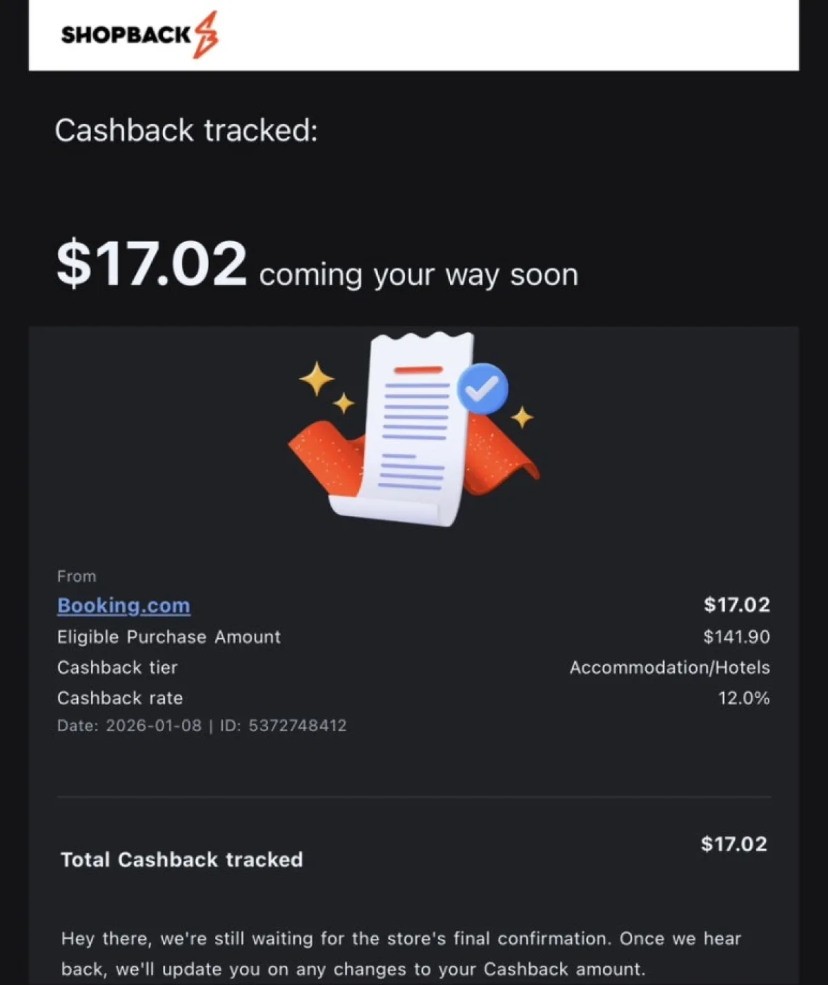 Booking.com was offering 12% cashback via ShopBack New Zealand