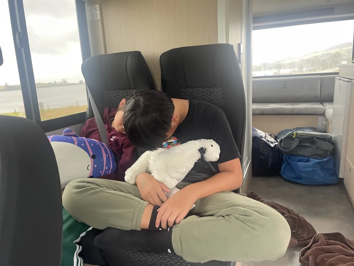 Two hours in a rattling campervan feels like four for kids