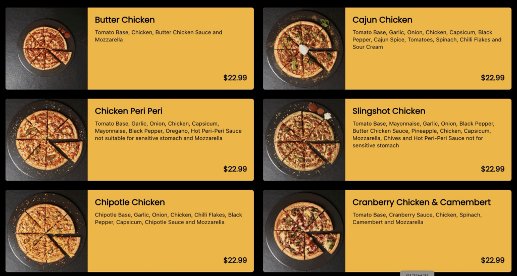 Pizza club menu from https://pizzaclub.co.nz/