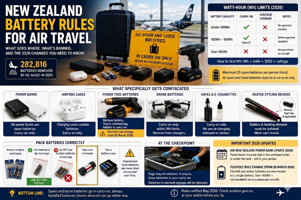 NZ Airport Battery Rules 2026: Power Banks, AirPods & What Gets Confiscated