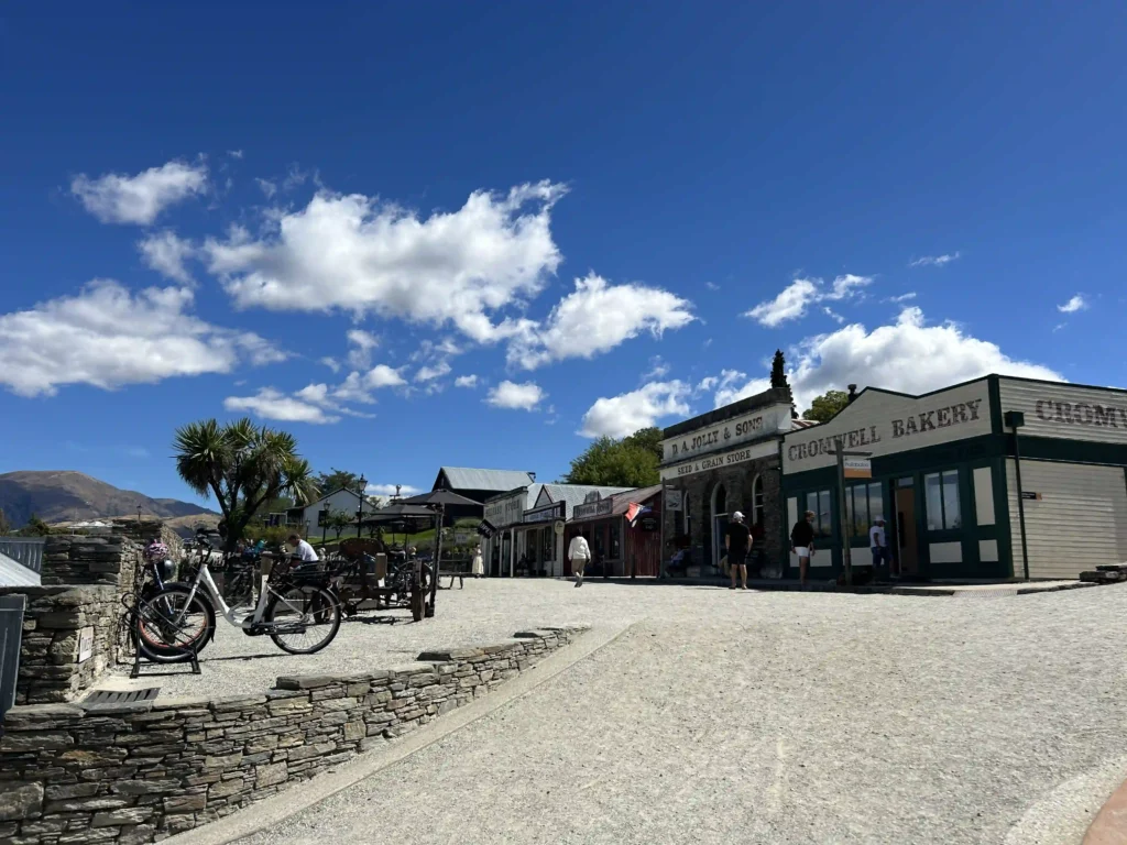 Cromwell Bakery and D.A. Jolly & Sons Seed & Grain Store on the gravel street of Old Cromwell Town, Cromwell South Island