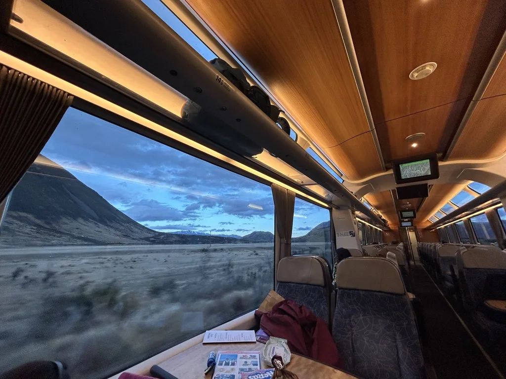 TranzAlpine train inside seats