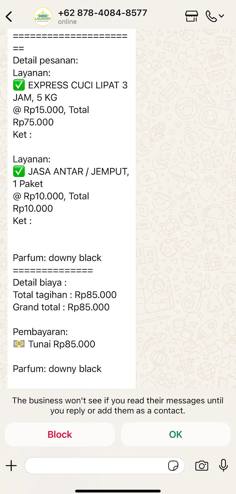 Seamless Communication for Kuta Laundry via WhatsApp