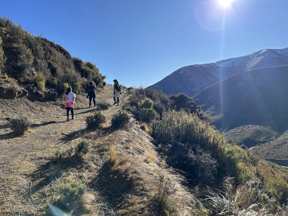 hiking in just a T-shirt